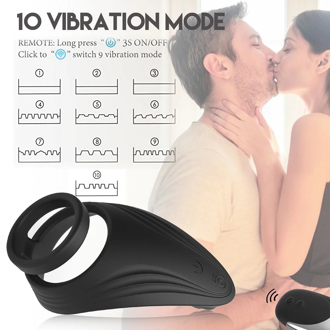 Wireless Remote Control Vibration Double Penis Rings