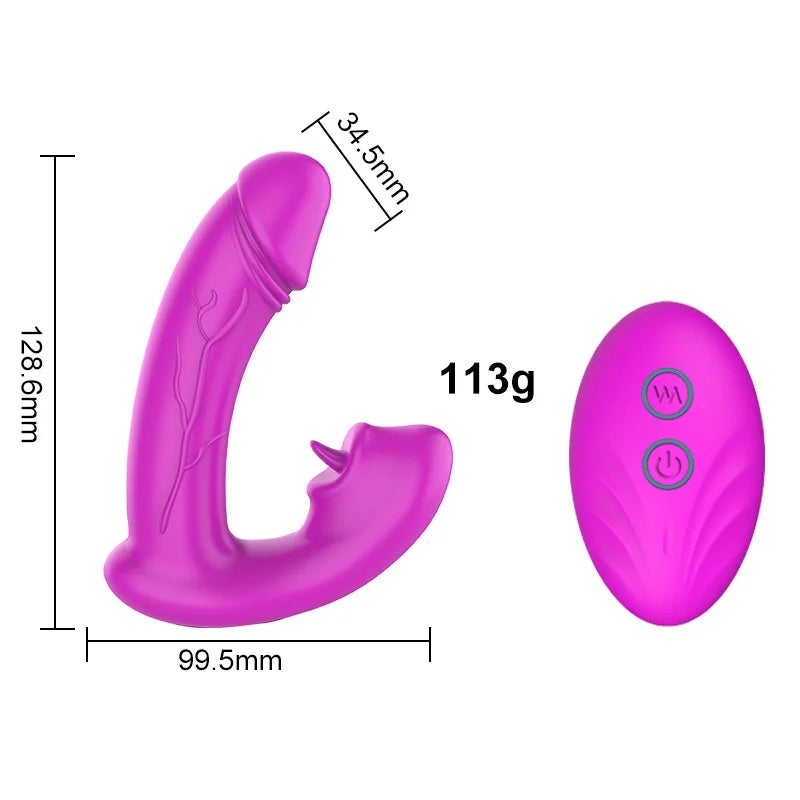 Wireless Remote Control Tongue Vibrator Wearable Vibrating Dildo