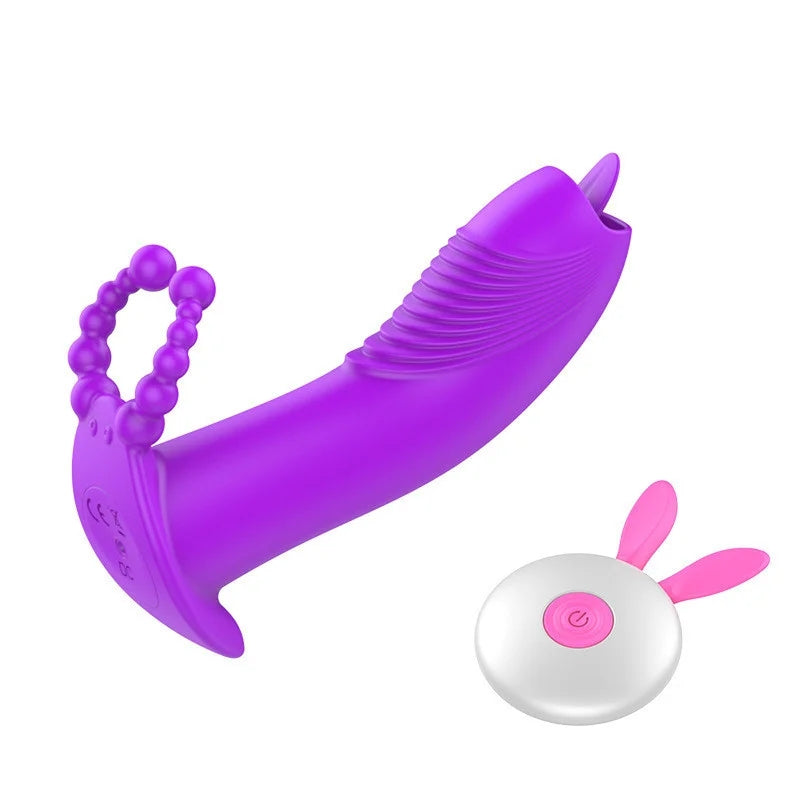 Cute Rabbit Invisible Wearing Remote Control Tongue Licking Vibrator