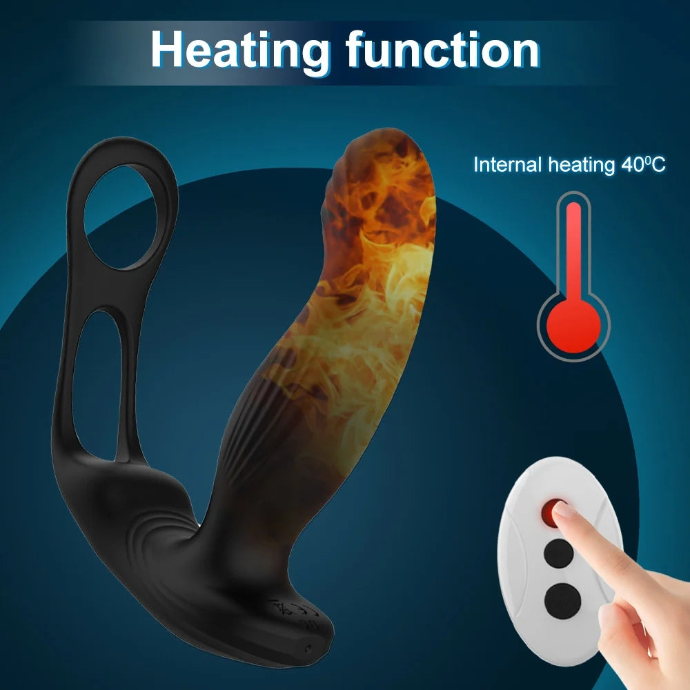 Warrior - Heating Wiggling Vibration Prostate Massager With Double Rings