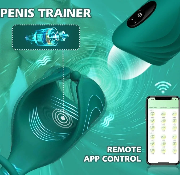 App Remote Control Vibrating Glans Trainer With Double Loops