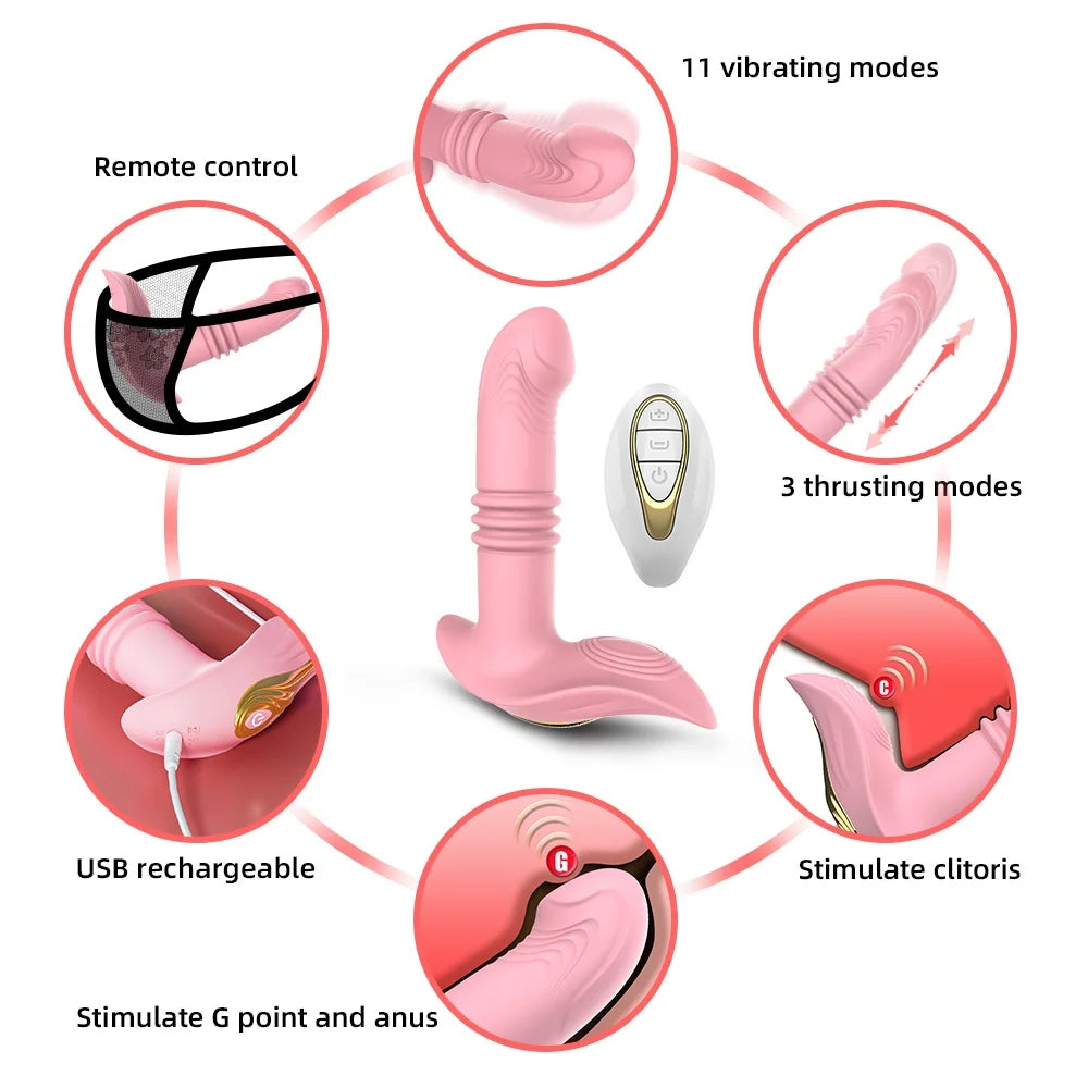 Remote Vibrator Vagina Massage Clitoris Stimulator Thrusting Telescopic Vibrating Panties Masturbator