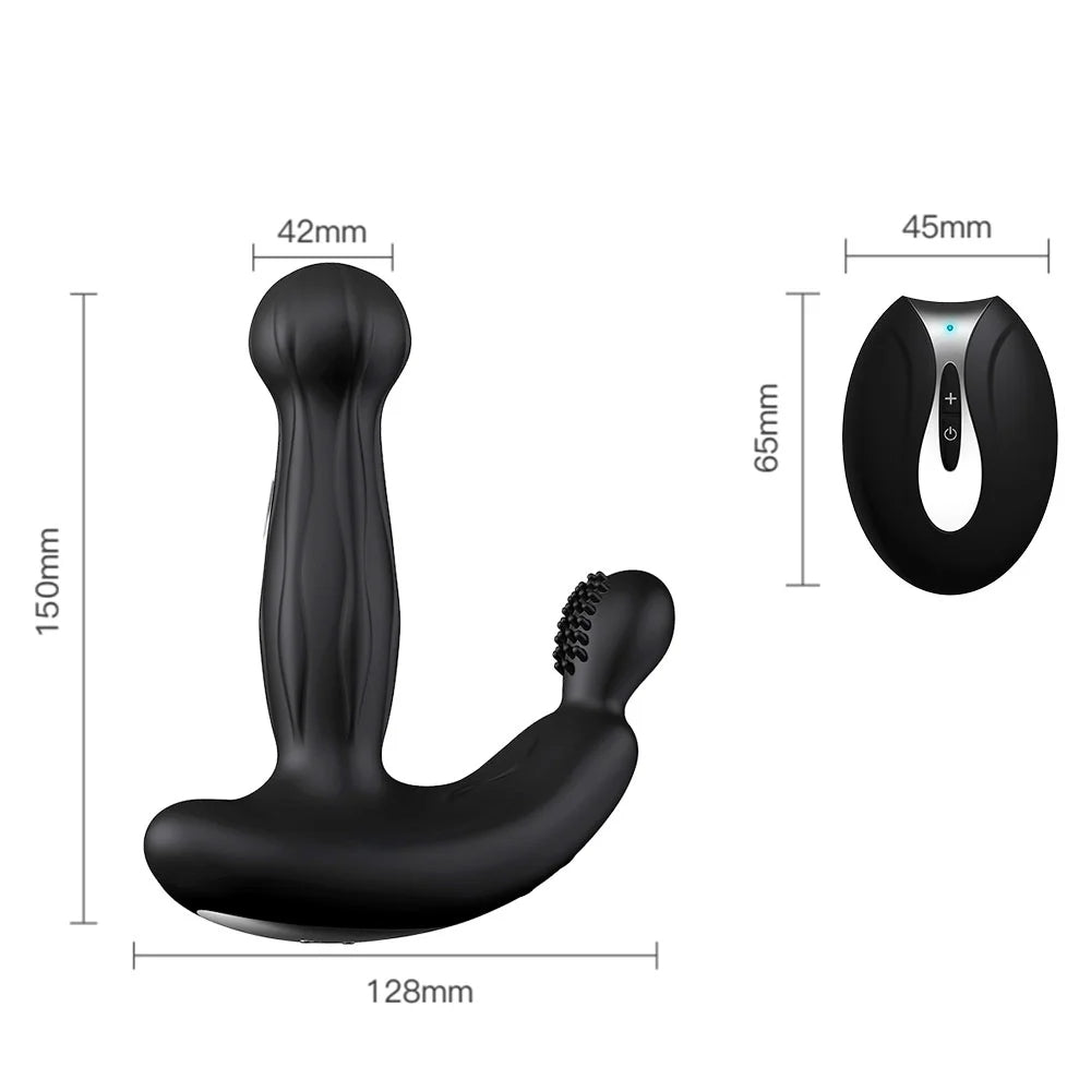 Prostate Massage Vibrator Remote Control Anal Toy with Rotating Beads