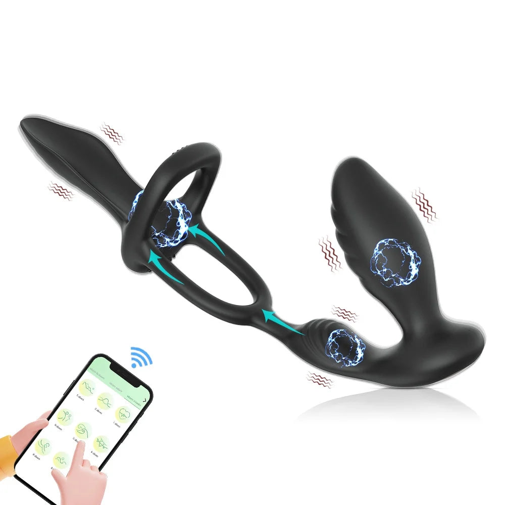 App Remote Control 3-point Stimulating Anal Vibrator