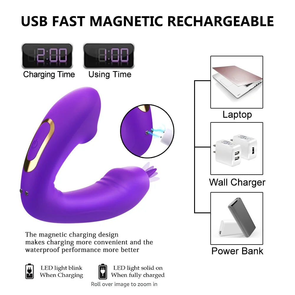 3-in-1 Wireless Remote Control Tongue-licking Sucking Panty Vibrator