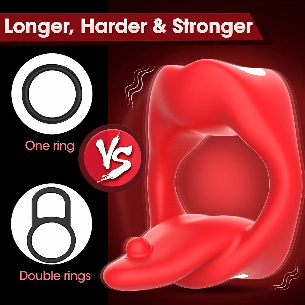 App Remote Control Tongue-licking & Vibrating Penis Ring