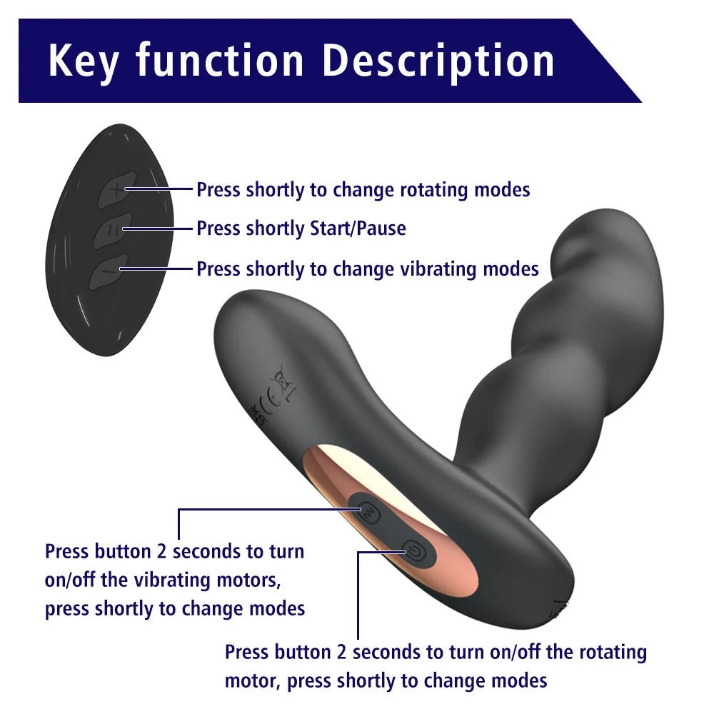 2-in-1 Wireless Remote Control Rotating Vibrating Prostate Massager