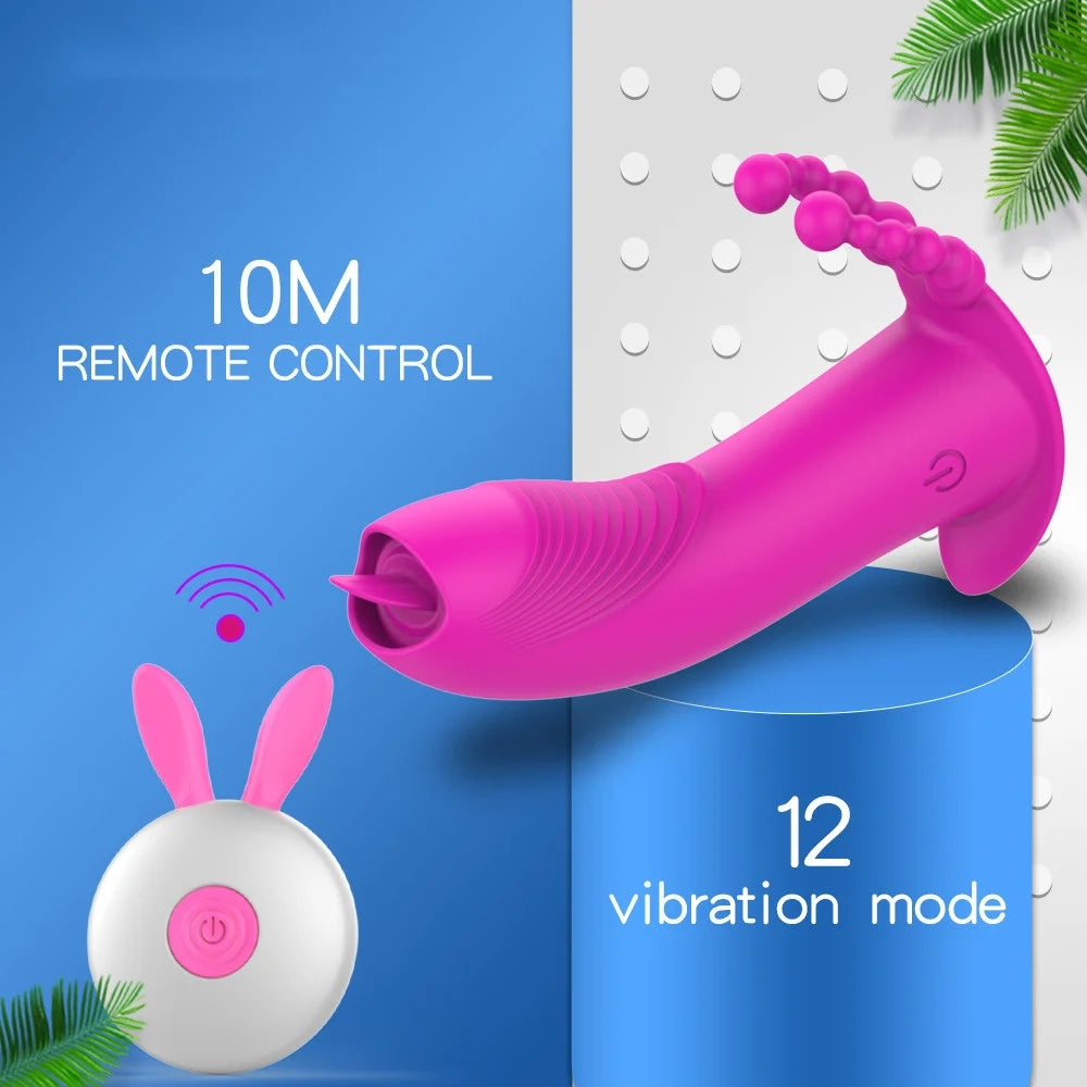 Cute Rabbit Invisible Wearing Remote Control Tongue Licking Vibrator