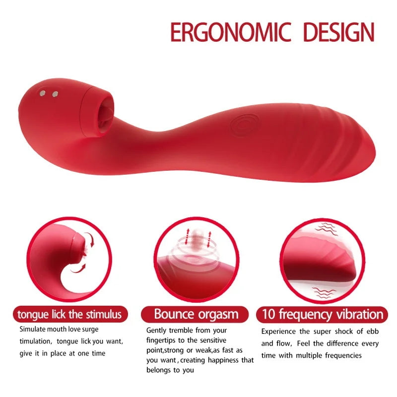 Red Velet - 3 In 1 Tongue Licking Tapping Panty Vibrator