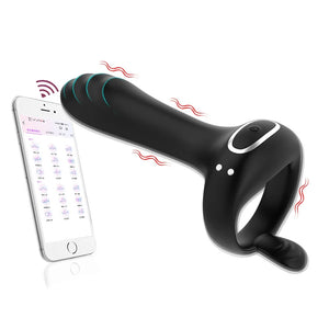 Wireless Remote Vibrator Double Cock Ring Delay Ejaculation Penis Ring For Men