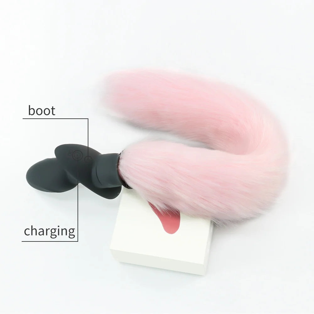 Wireless Remote Control Fox Tail Vibration Anal Plug