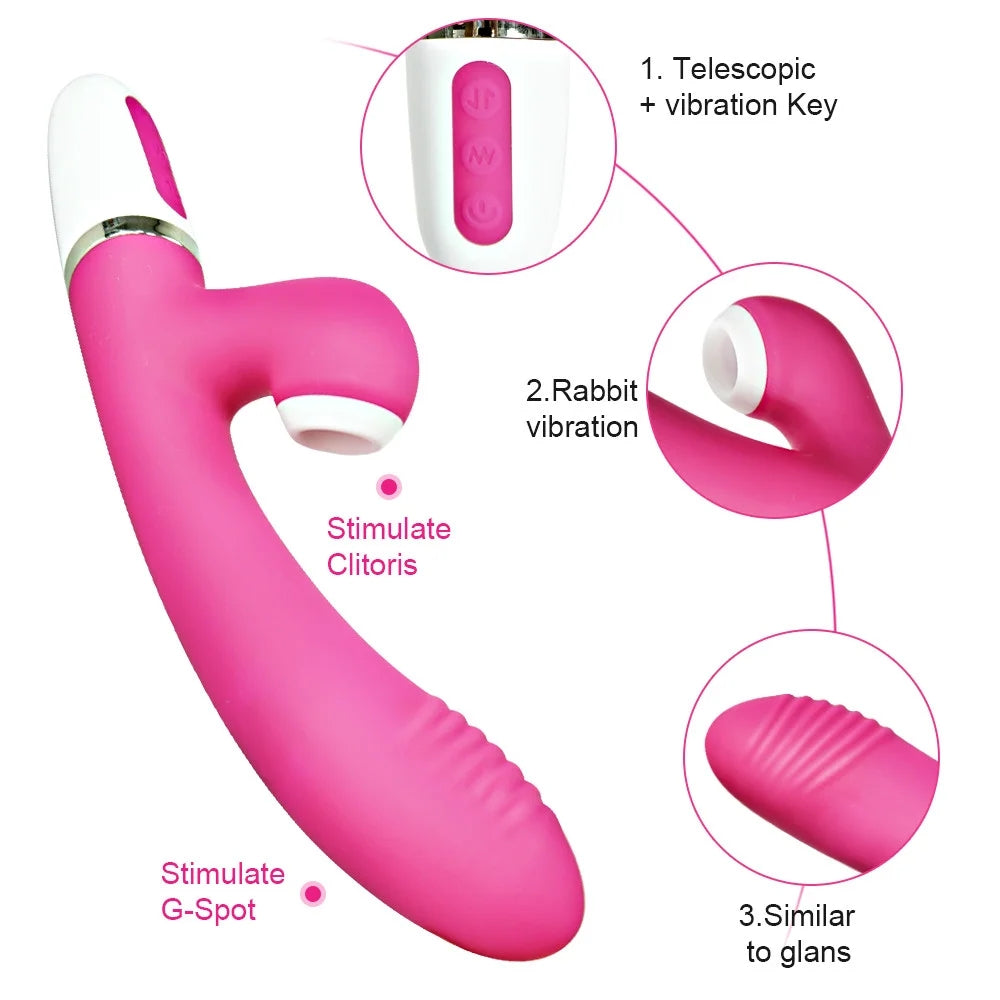 Thrusting Sucking Dildo Vibrator Clitoris Stimulator