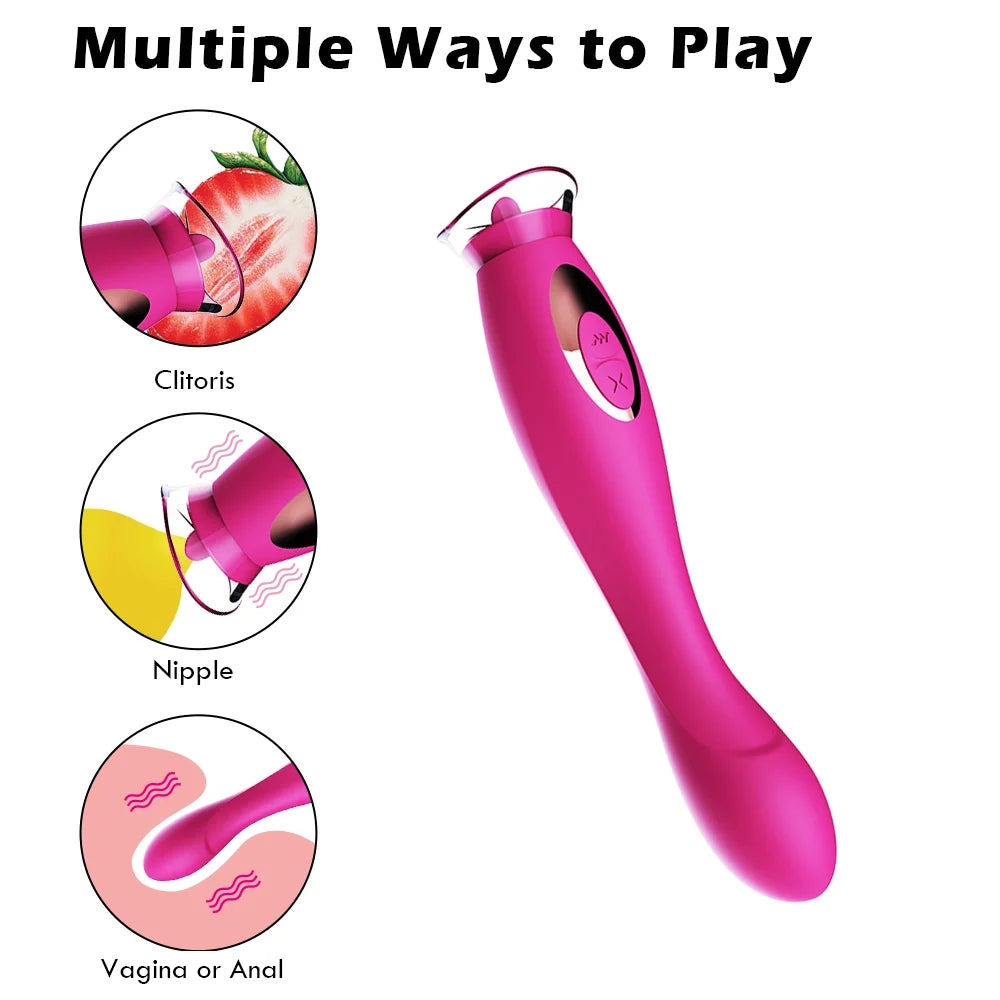 2 In 1 Invisible G-spot Tongue Vibrators Clit Licking Stimulator Breast Massager Vibrator