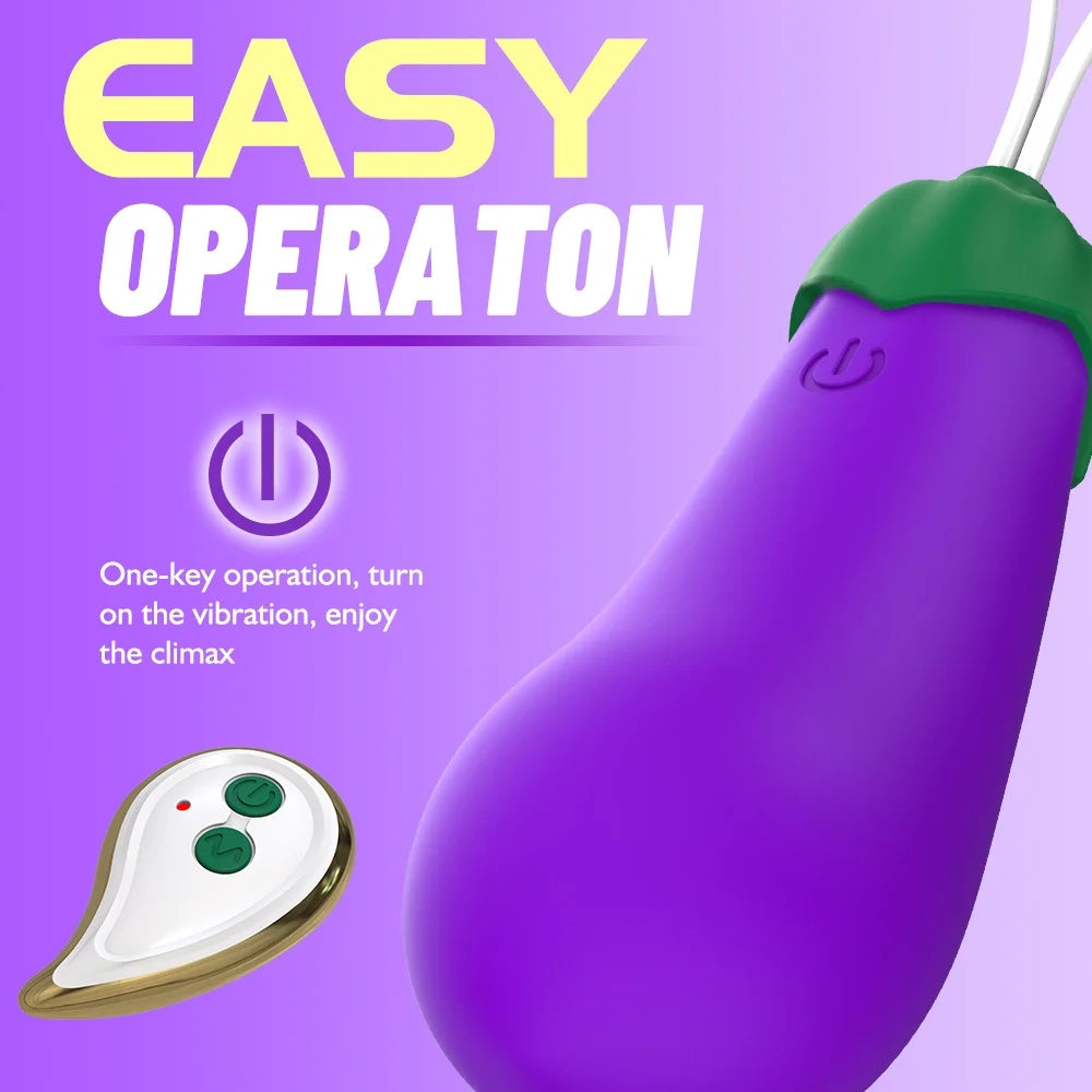 Wireless Remote Control Warming Eggplant Vibrator