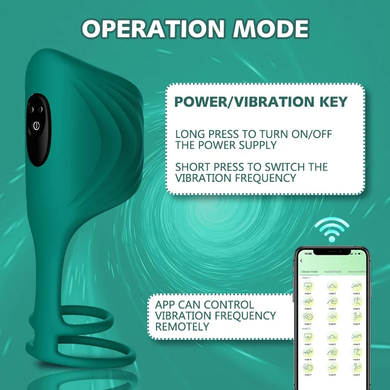 App Remote Control Vibrating Glans Trainer With Double Loops