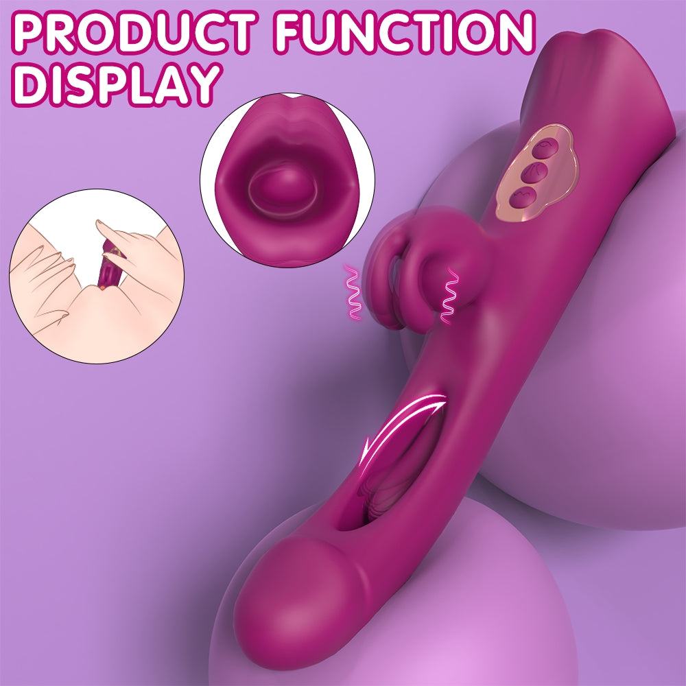 3 In 1 Big Mouth Flapping Tongue Licking Rabbit Vibrator