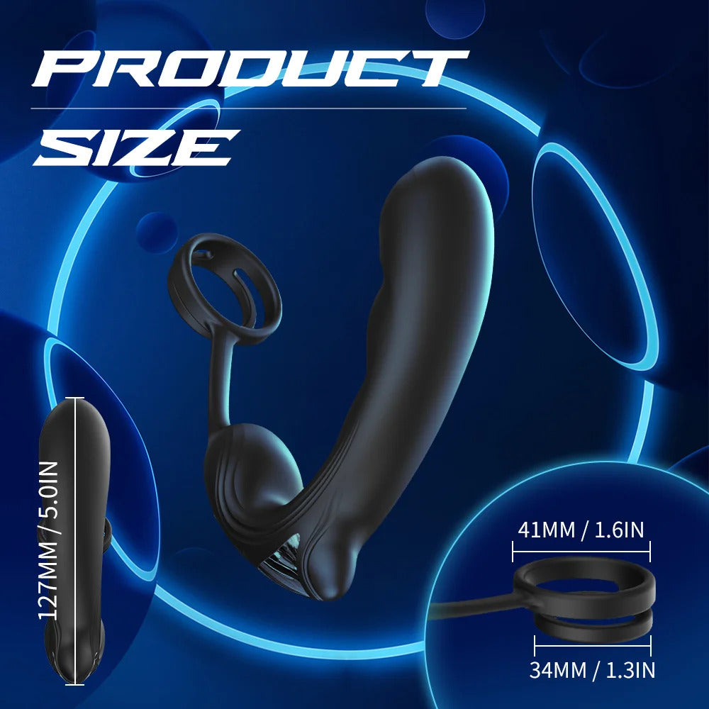 Remote Control 9 Speed Vibration Prostate Stimulator with Delayed Ejaculation Ring