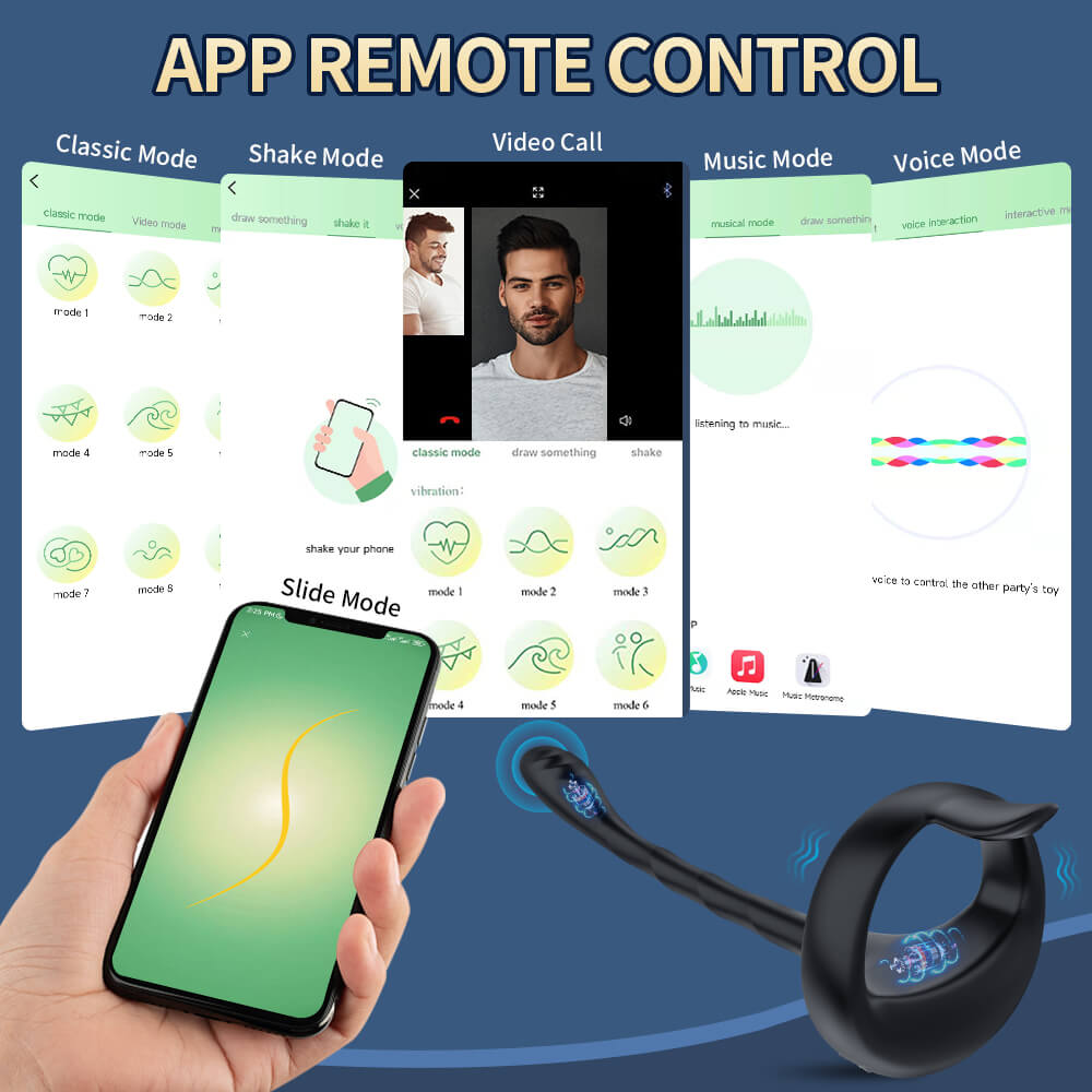 APP Bluetooth Prostate Vibrator Testicle Massage Penis Ring Sex Toy for Men-ZhenDuo Sex Shop-ZhenDuo Sex Shop