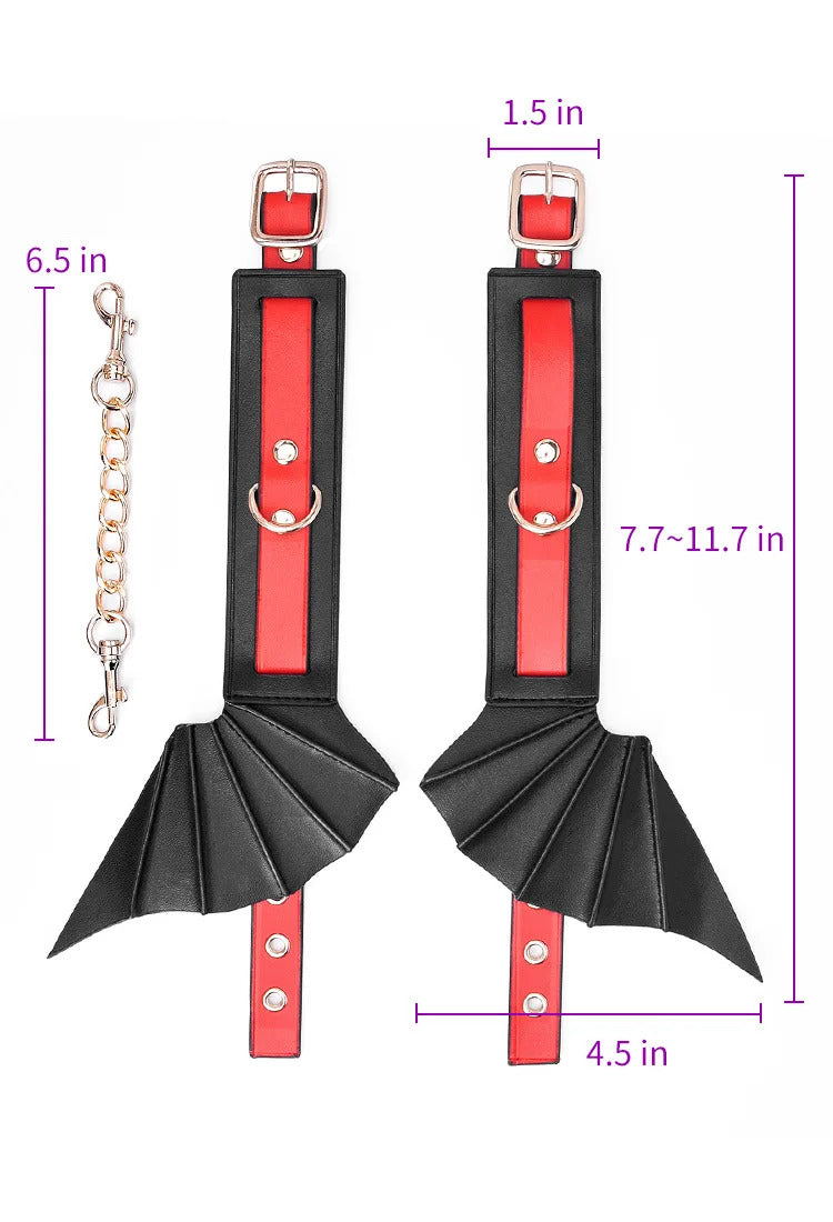 Bat Wings Leather BDSM Bondage Handcuffs Sex Toy