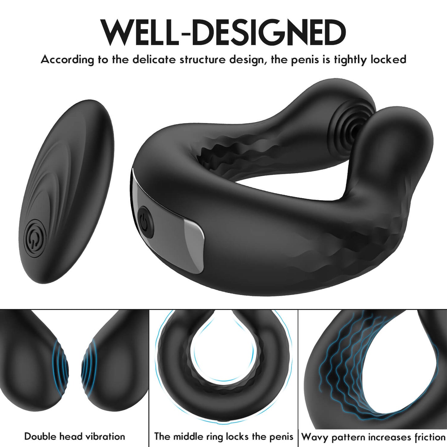 Men's Delay Exercise Device Remote Control C-Ring Nipple Vibrator Massager-ZhenDuo Sex Shop-ZhenDuo Sex Shop