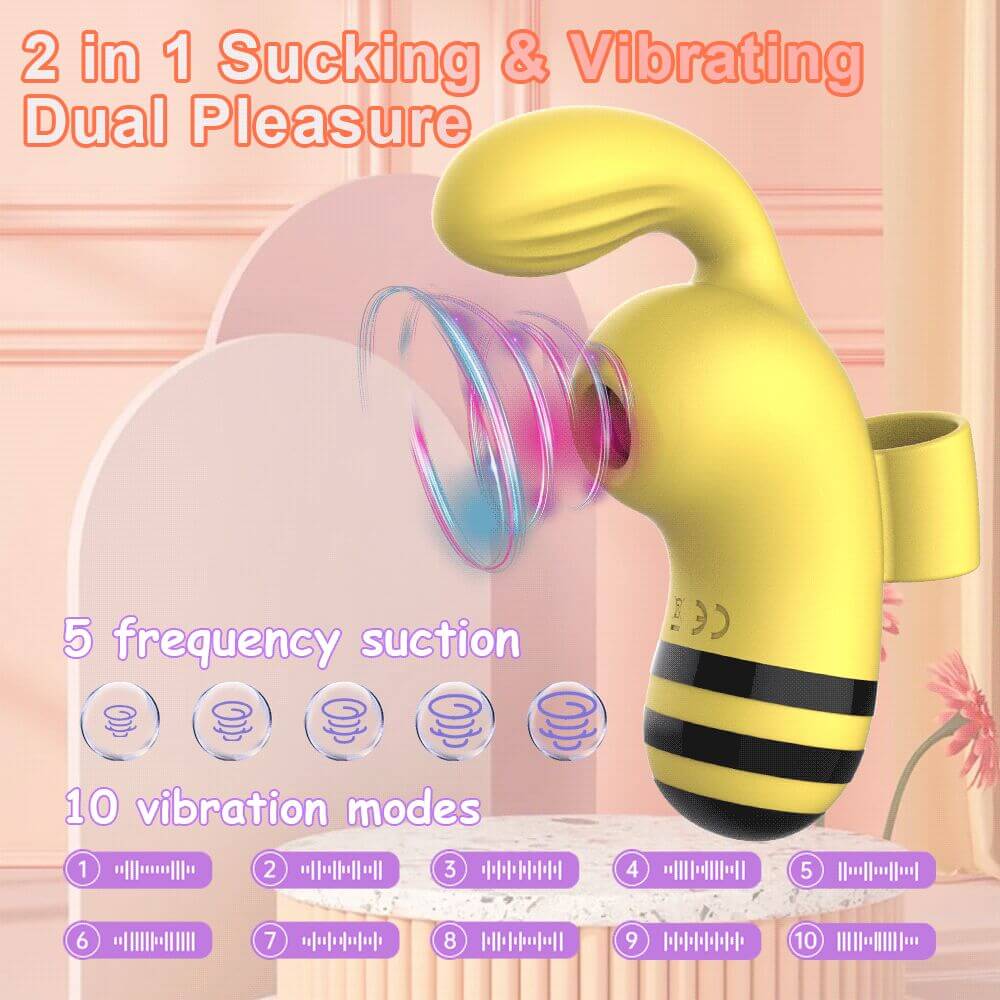 Powerful Vagina Sucking Bee Vibrator Clitoris Vacuum Stimulator Female Suction Vibrating Massager-ZhenDuo Sex Shop-ZhenDuo Sex Shop