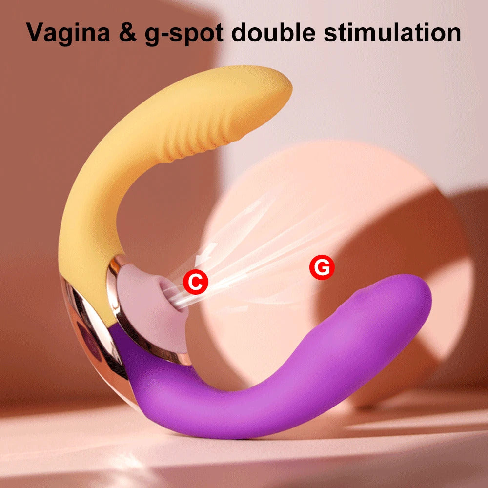 3 IN 1 Double Head Dildo Mutifunction Sucking Wearable Vibrator