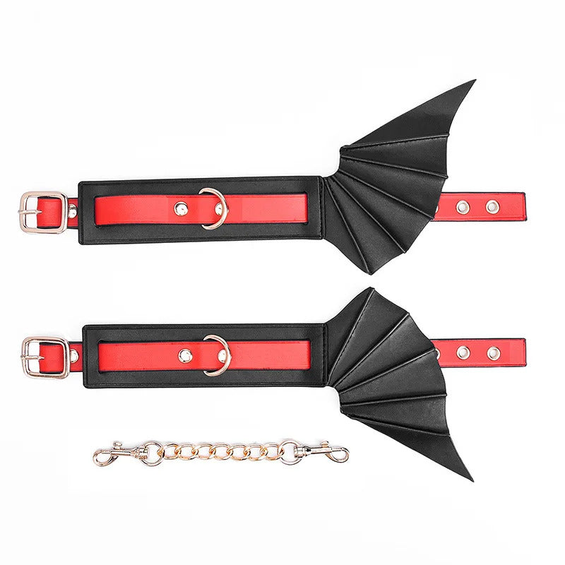 Bat Wings Leather BDSM Bondage Handcuffs Sex Toy