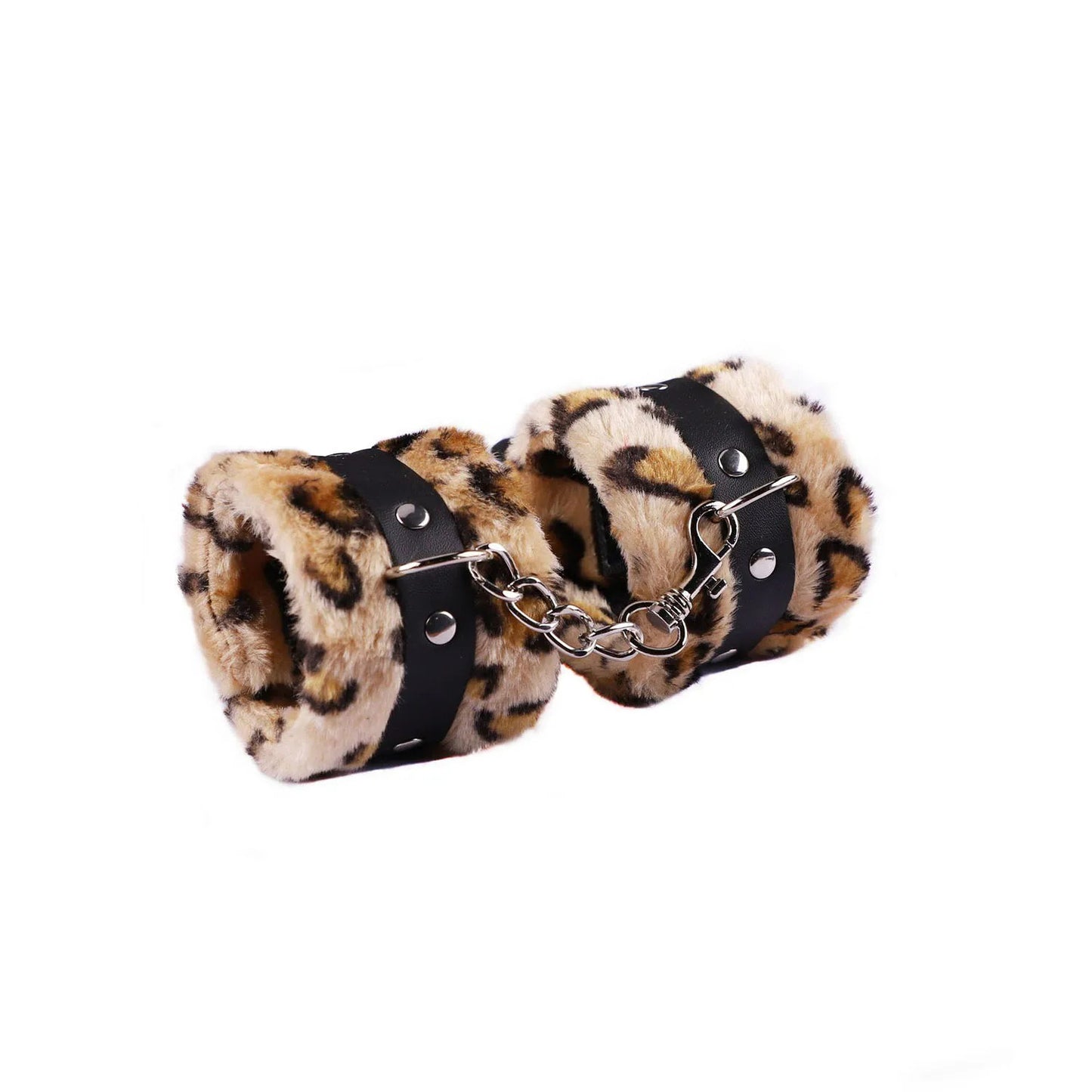 Fluffy Plush Wrist Cuffs with Detachable Leash Chain