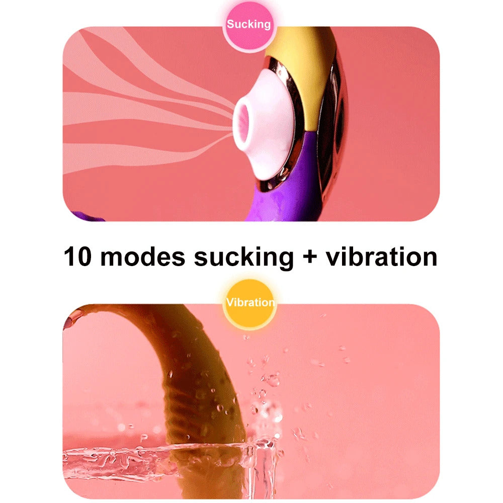 3 IN 1 Double Head Dildo Mutifunction Sucking Wearable Vibrator