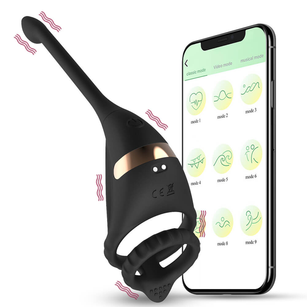 Dragon Knight Mobile Phone Remote Control Thrust Prostate Stimulator Testicle Massager Cockring-ZhenDuo Sex Shop-app control-black-ZhenDuo Sex Shop