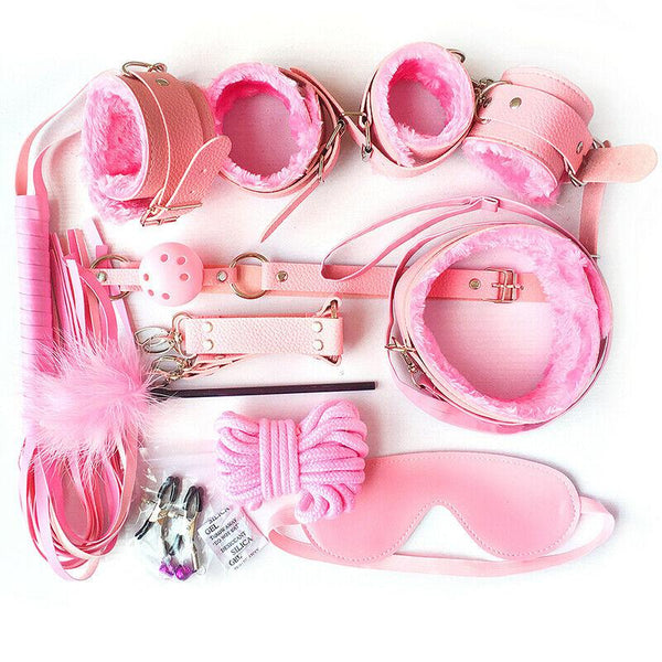 Adult Play Bondage Set Pink : Nipple Clamps Clips, Soft Cotton Bondage  Rope, Whip, and Blindfold in Black Velvet Bag by Sexyzest 