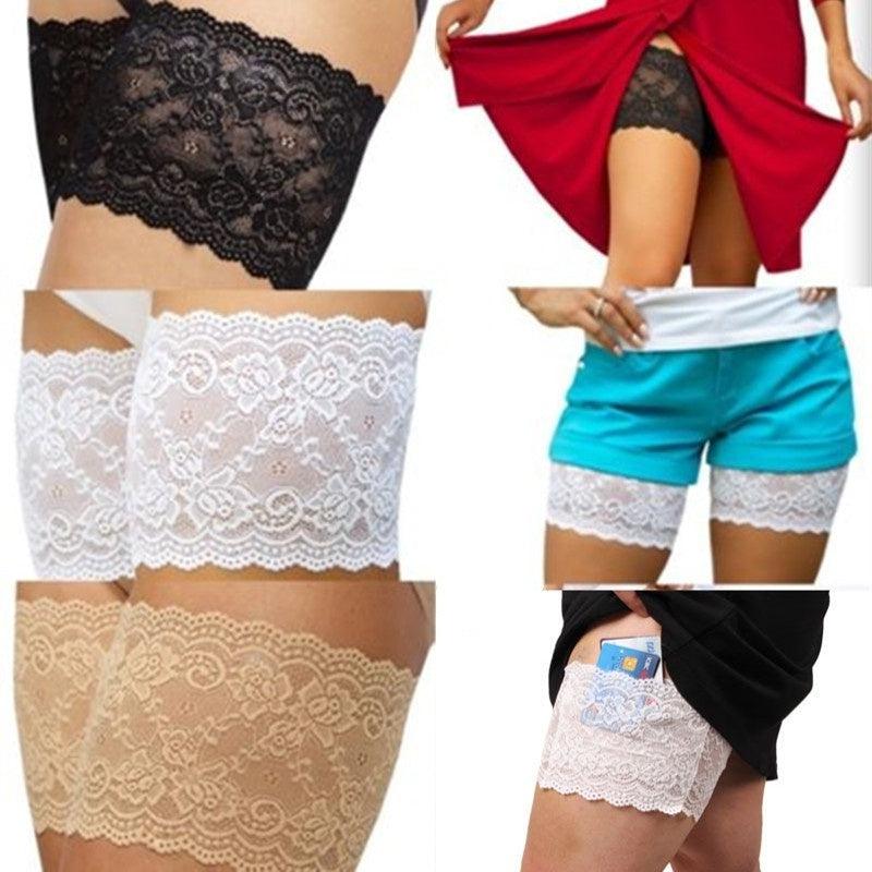 1PC Fashion Women Anti Chafing Floral Lace Thigh Bands Ladys Sexy Slim Leg Warmers Cuffs-ZhenDuo Sex Shop-white-S-ZhenDuo Sex Shop