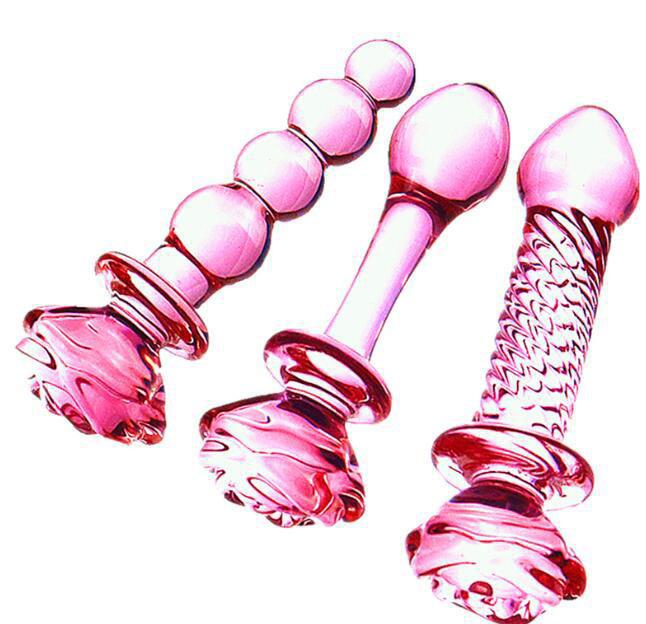 Rose Shaped Pyrex Glass Dildo Butt Plug-ZhenDuo Sex Shop