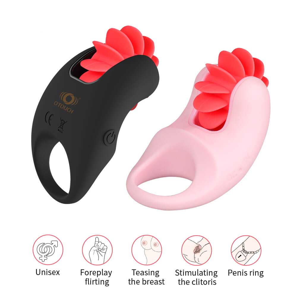 Otouch 12 Kiss Vibrating Penis Ring with Oral Licking Tongue-penis ring-ZhenDuo Sex Shop-ZhenDuo Sex Shop