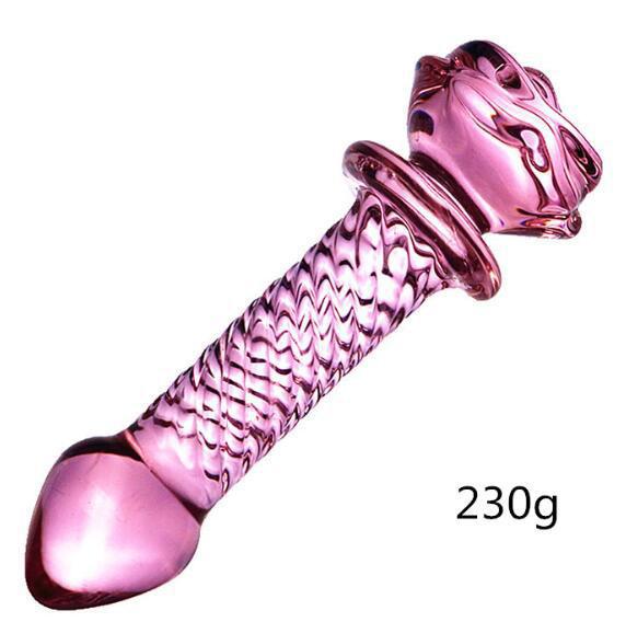 Rose Shaped Pyrex Glass Dildo Butt Plug-ZhenDuo Sex Shop