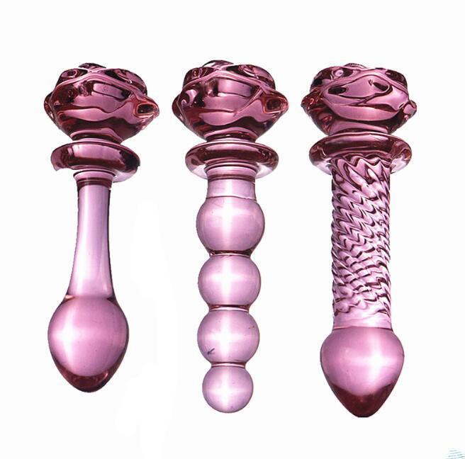 Rose Shaped Pyrex Glass Dildo Butt Plug-ZhenDuo Sex Shop