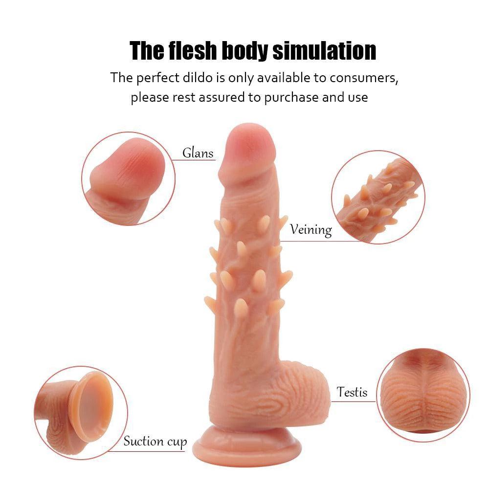 Women Gay Realistic Silicone Barbed Suction Cup Dildo-ZhenDuo Sex Shop