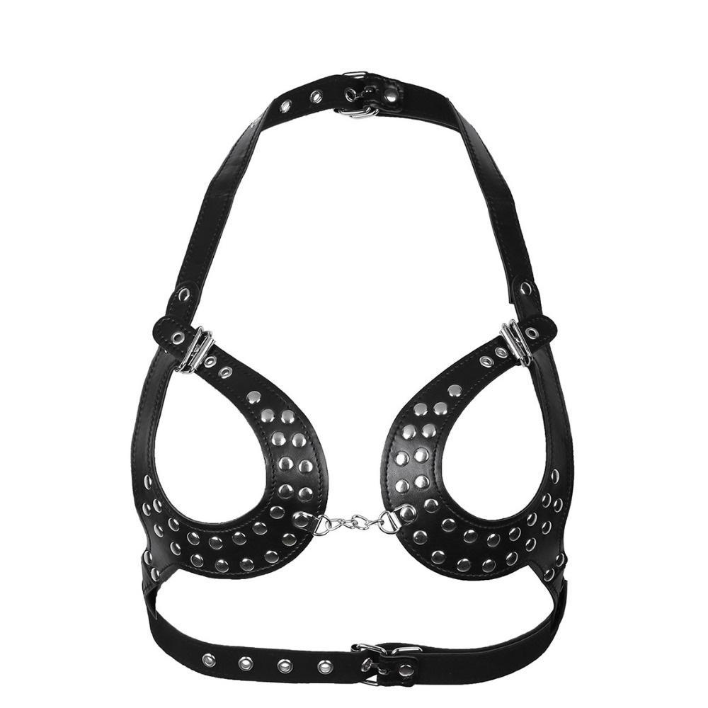 Women Open Cup Adjustable Wetlook Body Harness Bra Belt - ZhenDuo Sex Shop